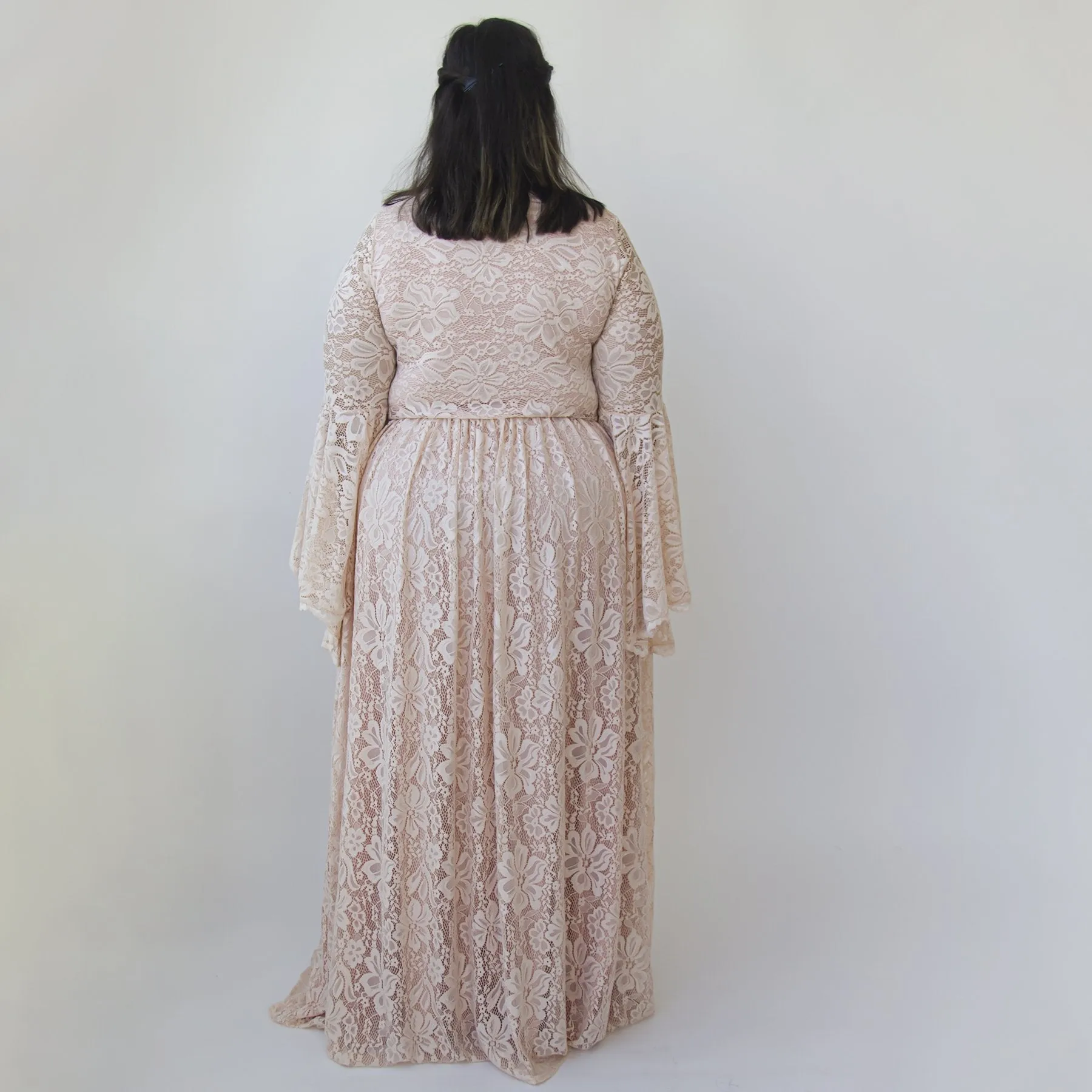 Flare Sleeves Lace Dress #1329