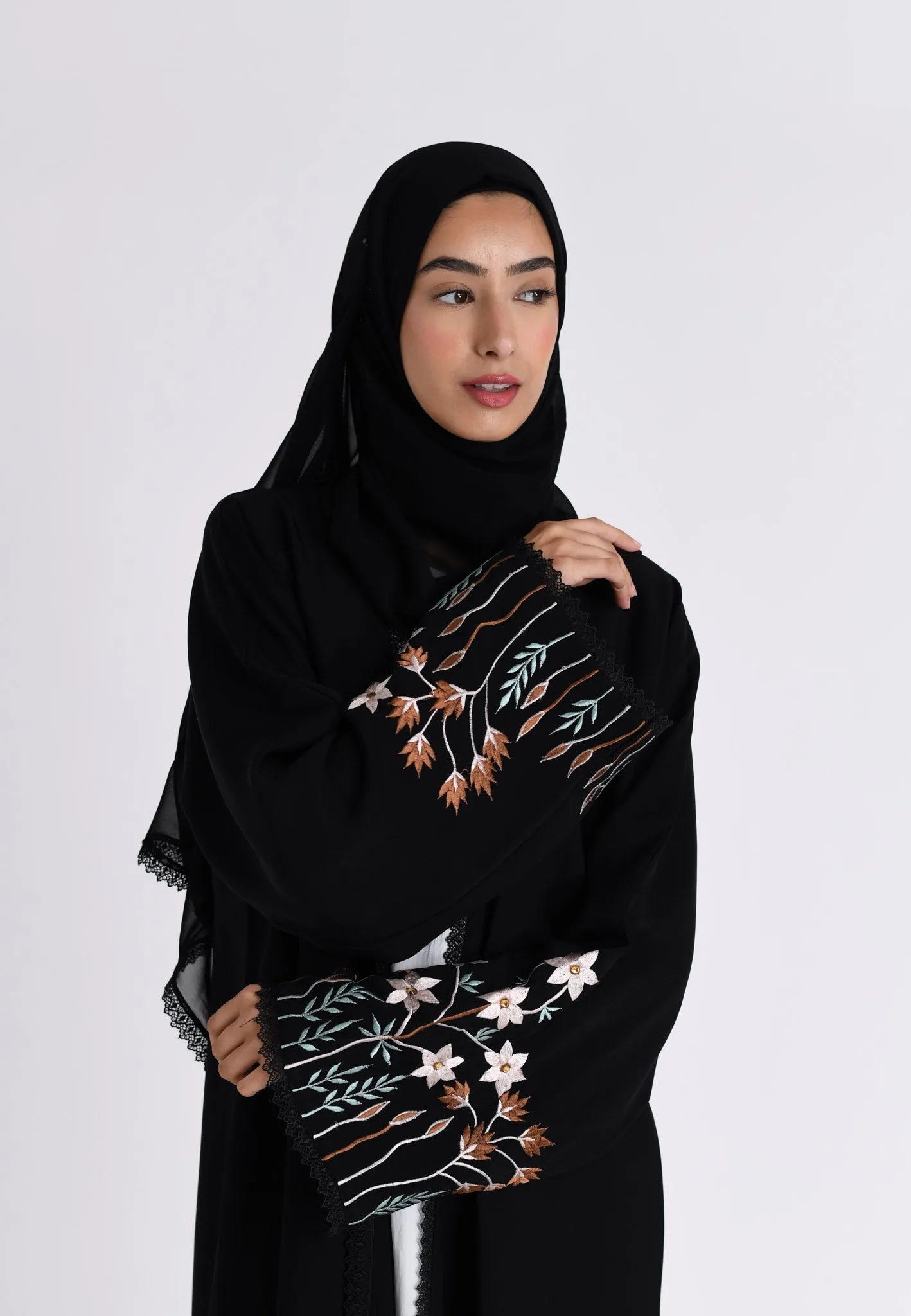 Floral Bloom Sleeves Kimono Abaya (Premium)