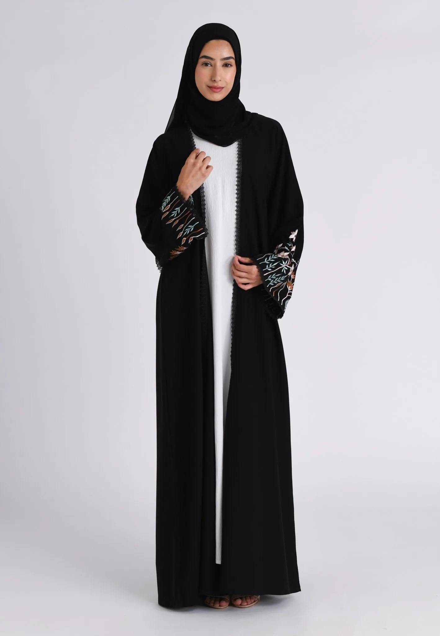 Floral Bloom Sleeves Kimono Abaya (Premium)