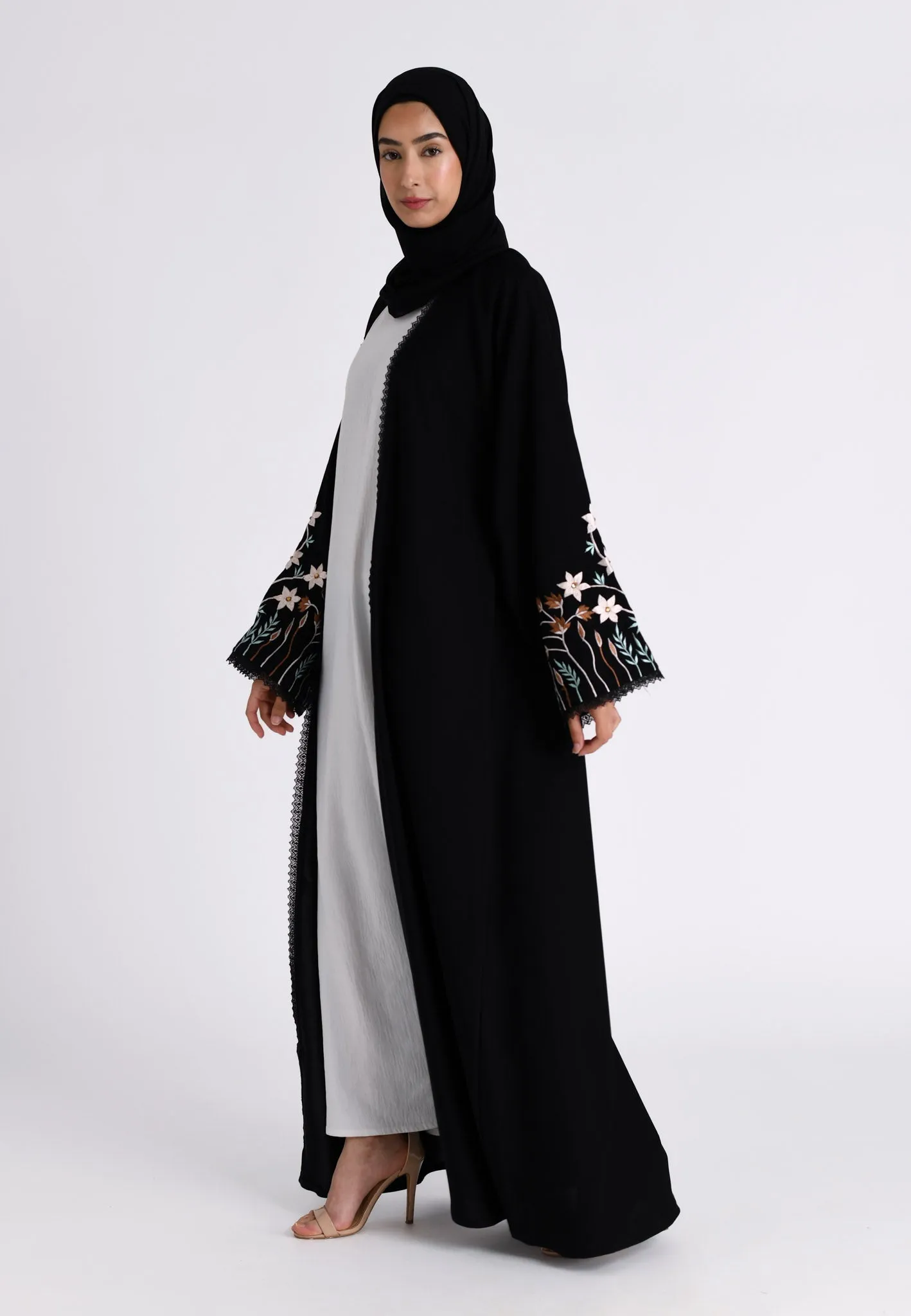 Floral Bloom Sleeves Kimono Abaya (Premium)