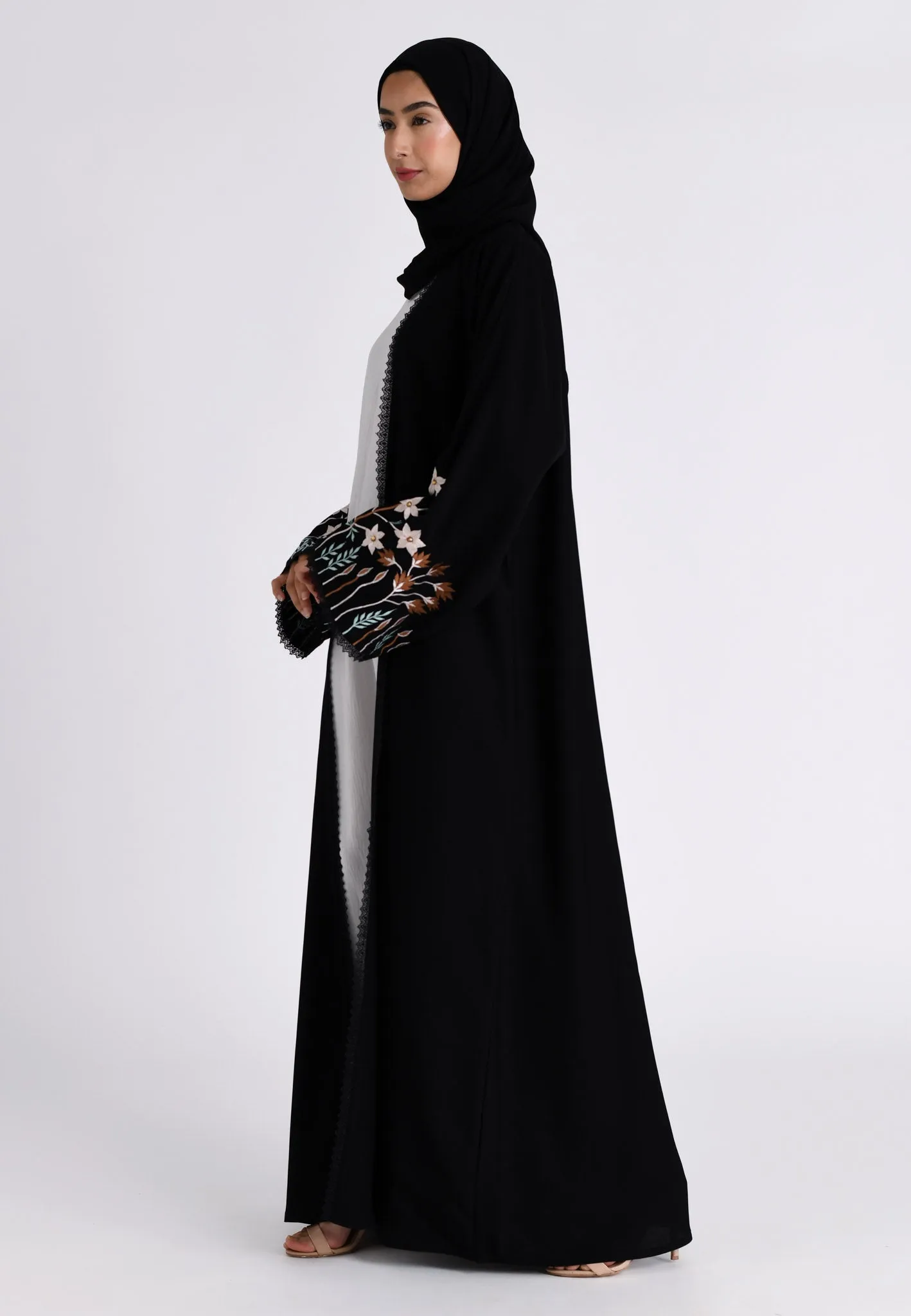 Floral Bloom Sleeves Kimono Abaya (Premium)