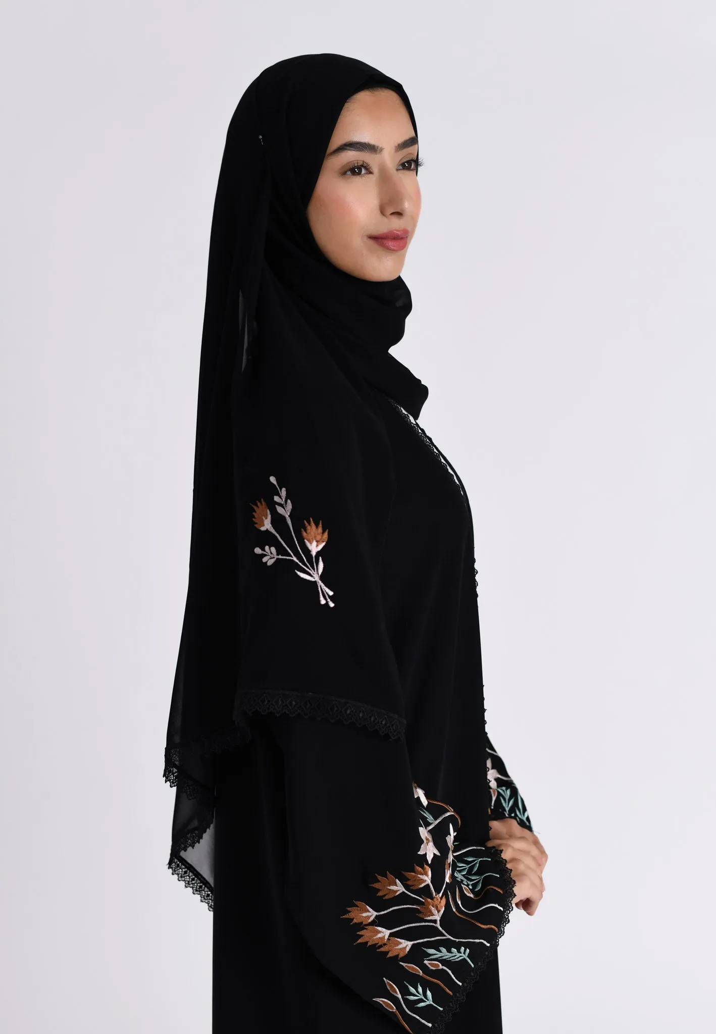Floral Bloom Sleeves Kimono Abaya (Premium)