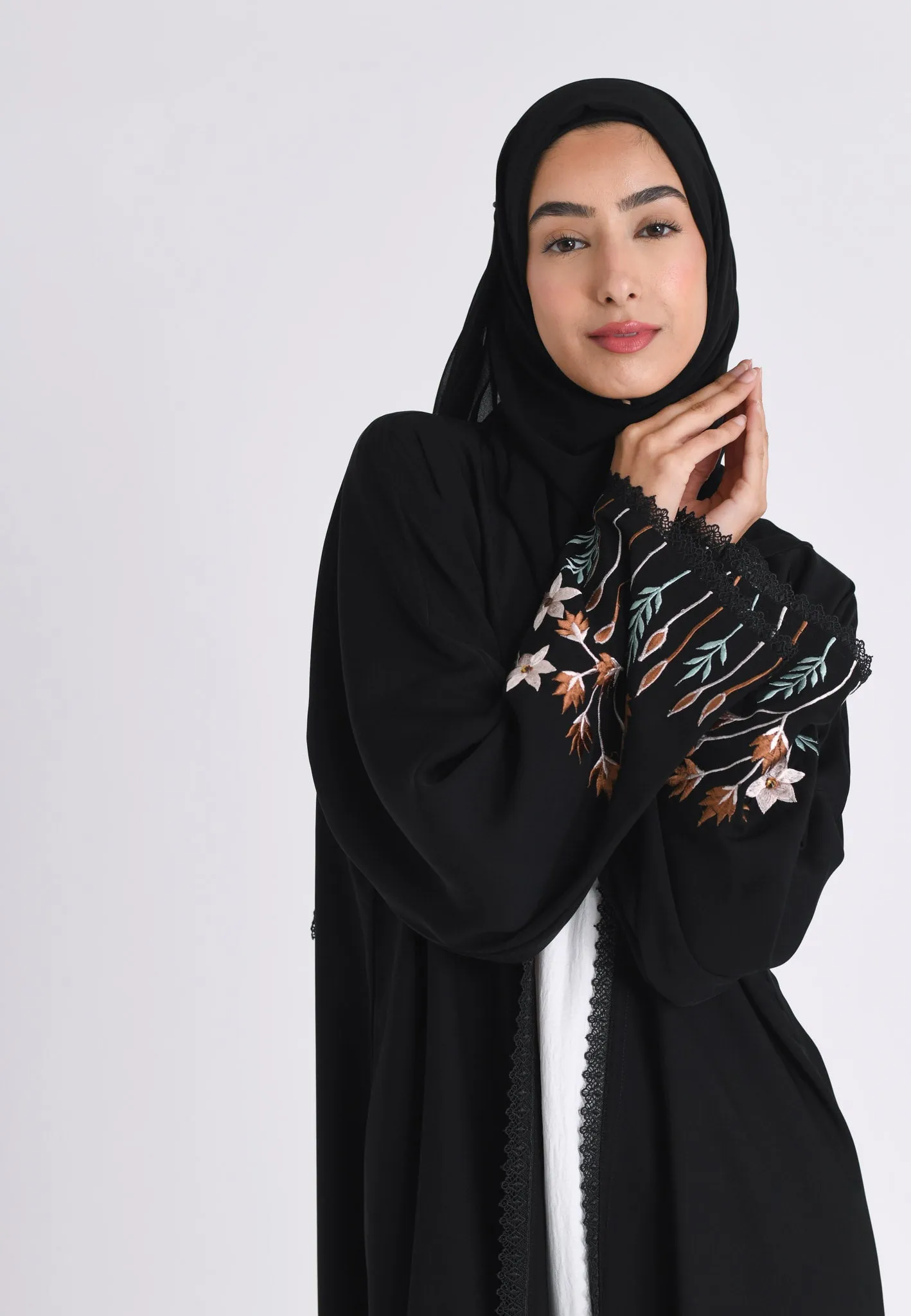 Floral Bloom Sleeves Kimono Abaya (Premium)