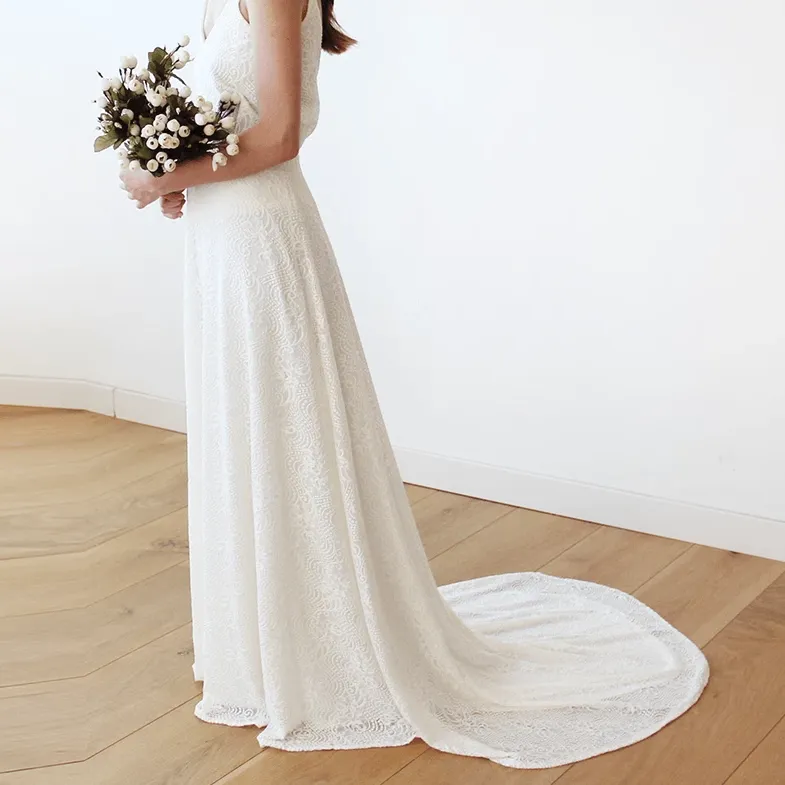 Floral Lace Bridal Maxi Skirt with  train #3026