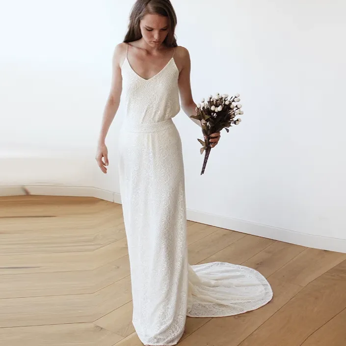 Floral Lace Bridal Maxi Skirt with  train #3026