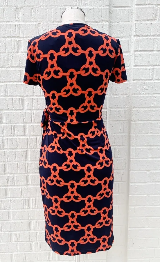 Frank Lyman Navy/Orange Wrap Dress