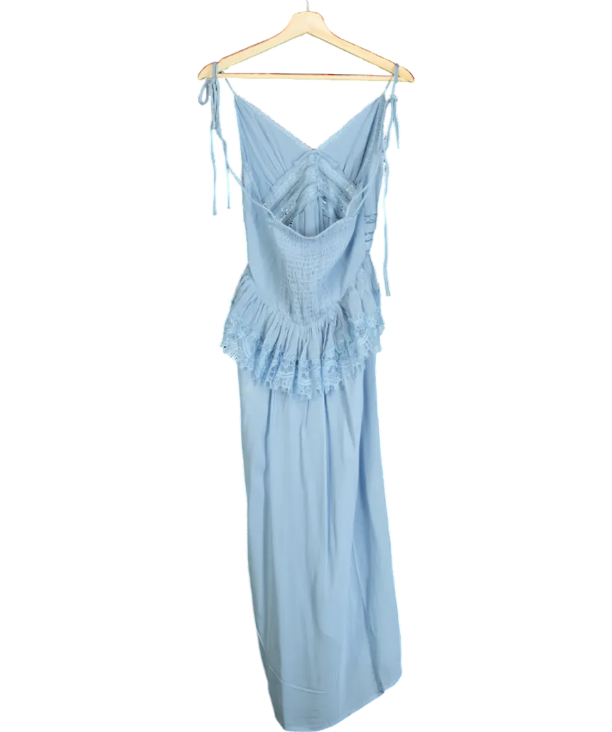 Free People Blue Kiki Slip Sheer Midi Dress UK M
