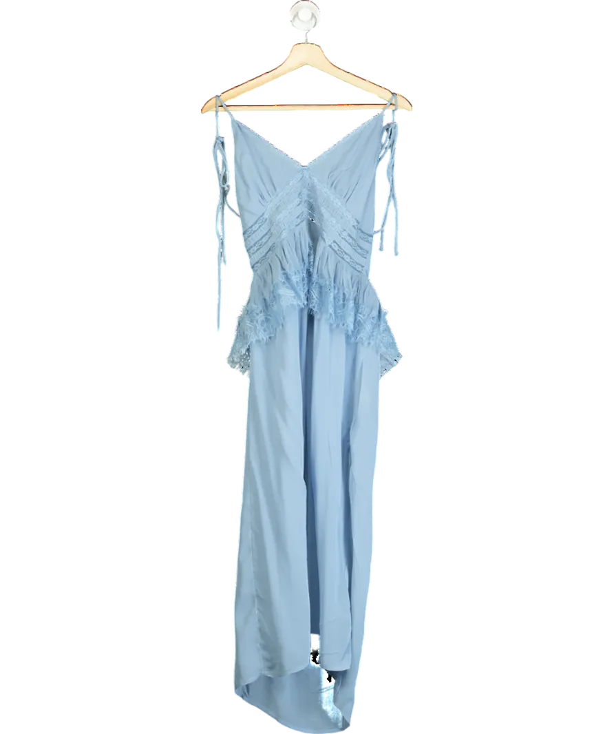 Free People Blue Kiki Slip Sheer Midi Dress UK M