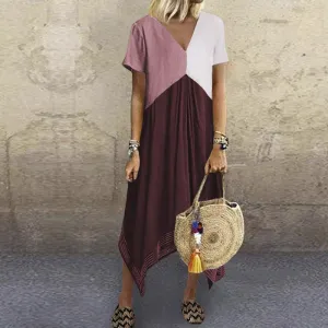 Geometry Split Joint Irregular Plus Sizes Midi Dresses