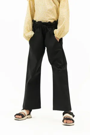 Girls Paperbag Pant with Patch Pocket - Black