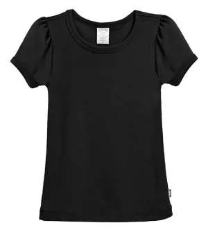 Girls Soft Cotton Short Sleeve Puff Tee  | Black