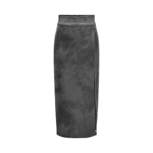Gray Artificial Leather Skirt