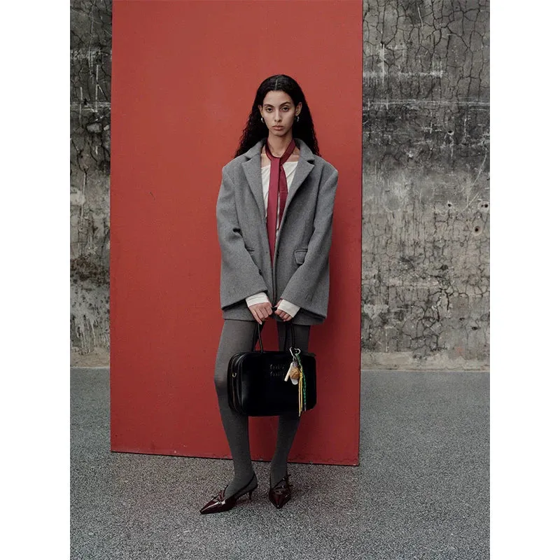 Gray Oversized Wool Jacket
