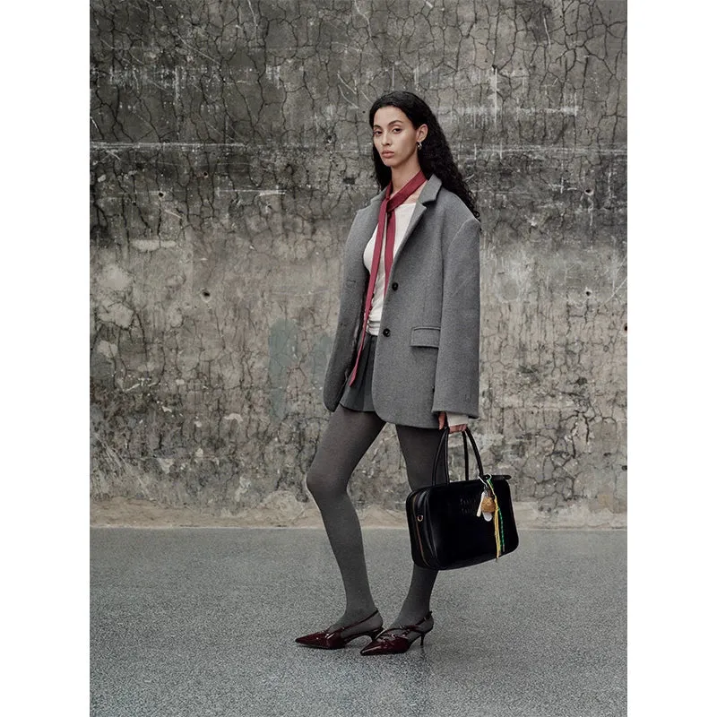 Gray Oversized Wool Jacket