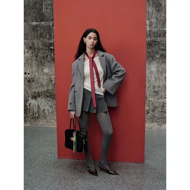 Gray Oversized Wool Jacket