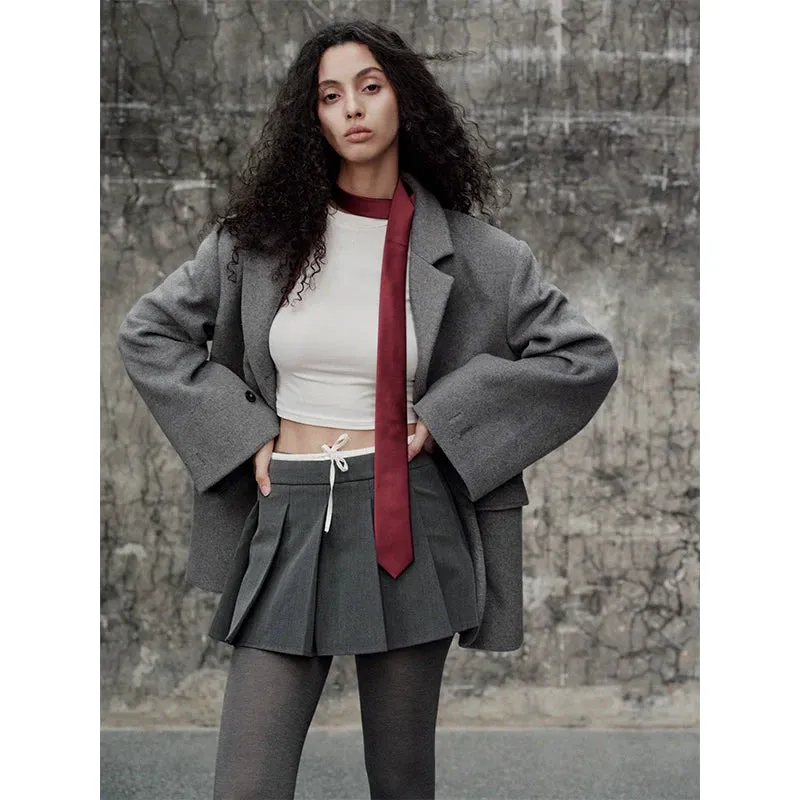 Gray Oversized Wool Jacket