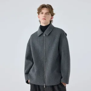 Gray Wool Zip-Up Jacket