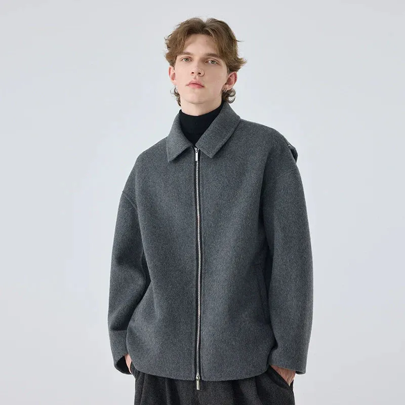 Gray Wool Zip-Up Jacket