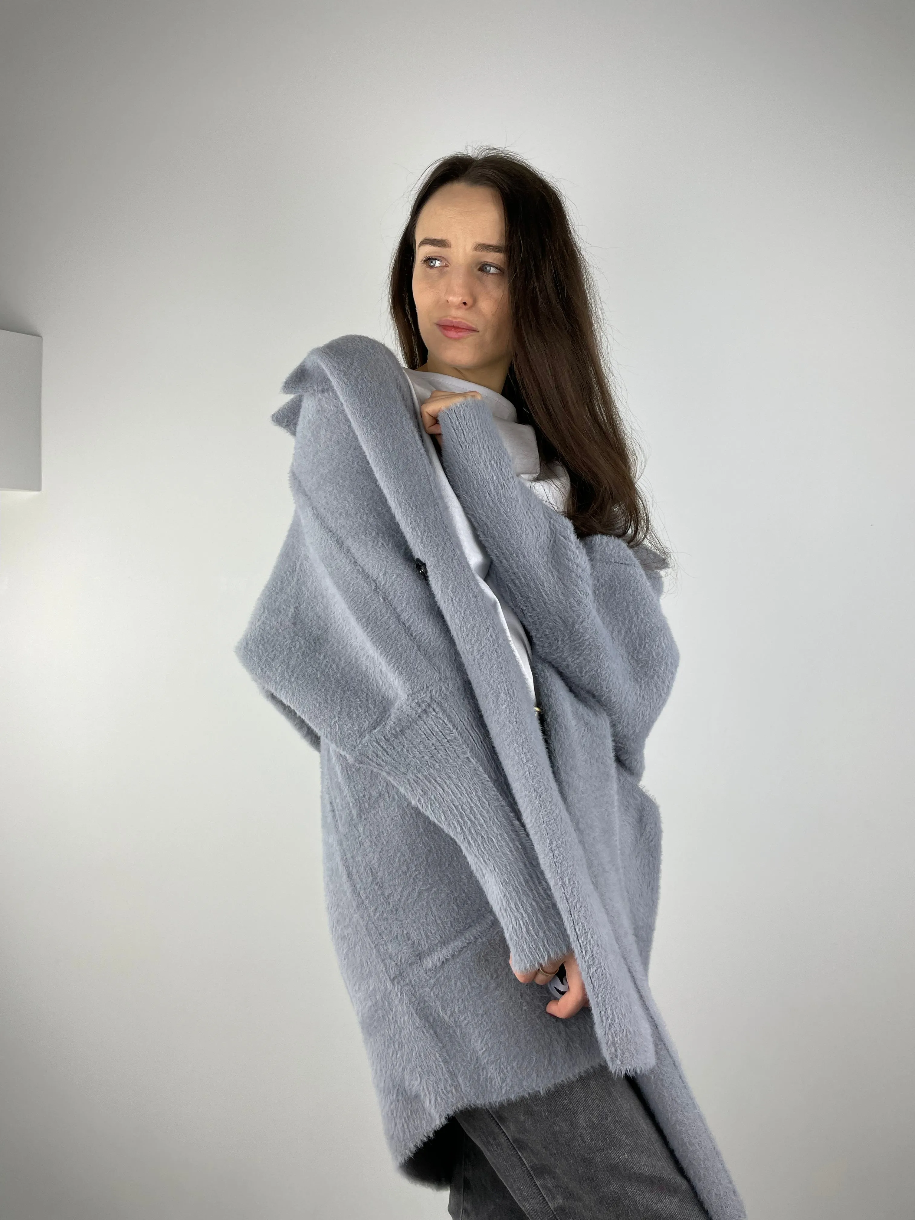 Grey alpaca coat