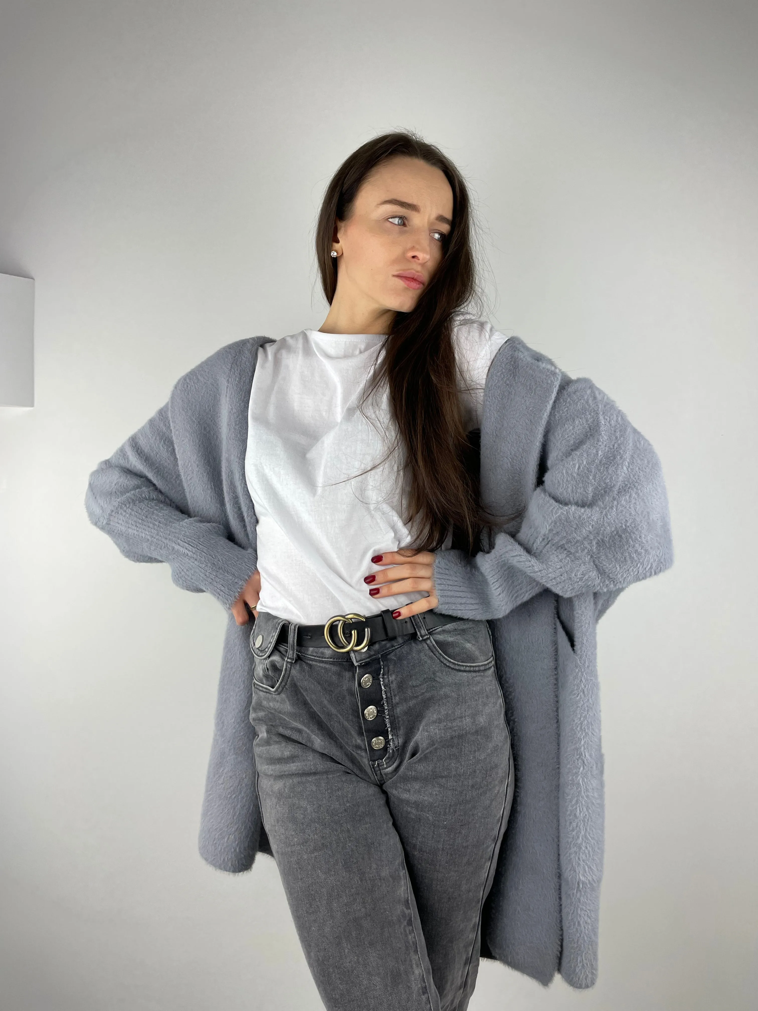Grey alpaca coat