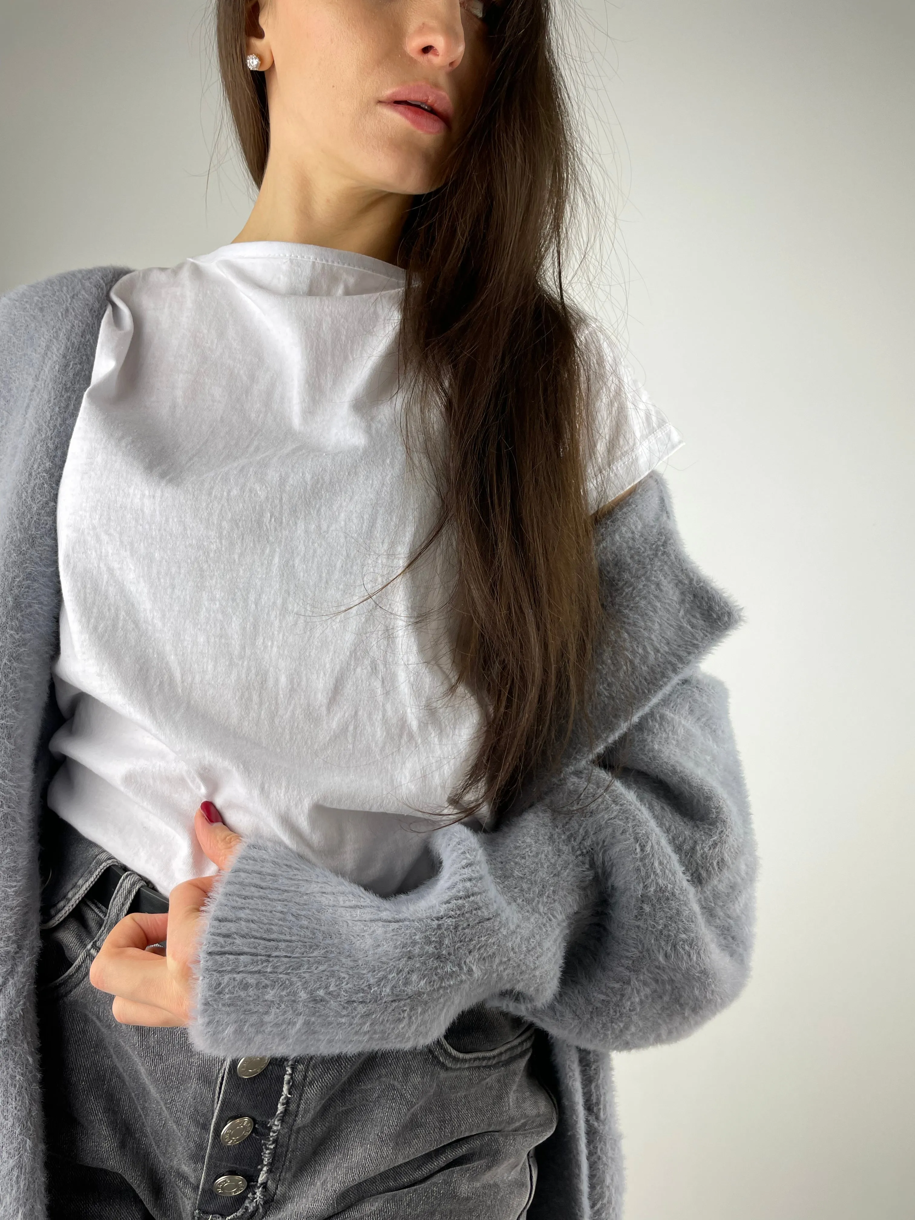 Grey alpaca coat