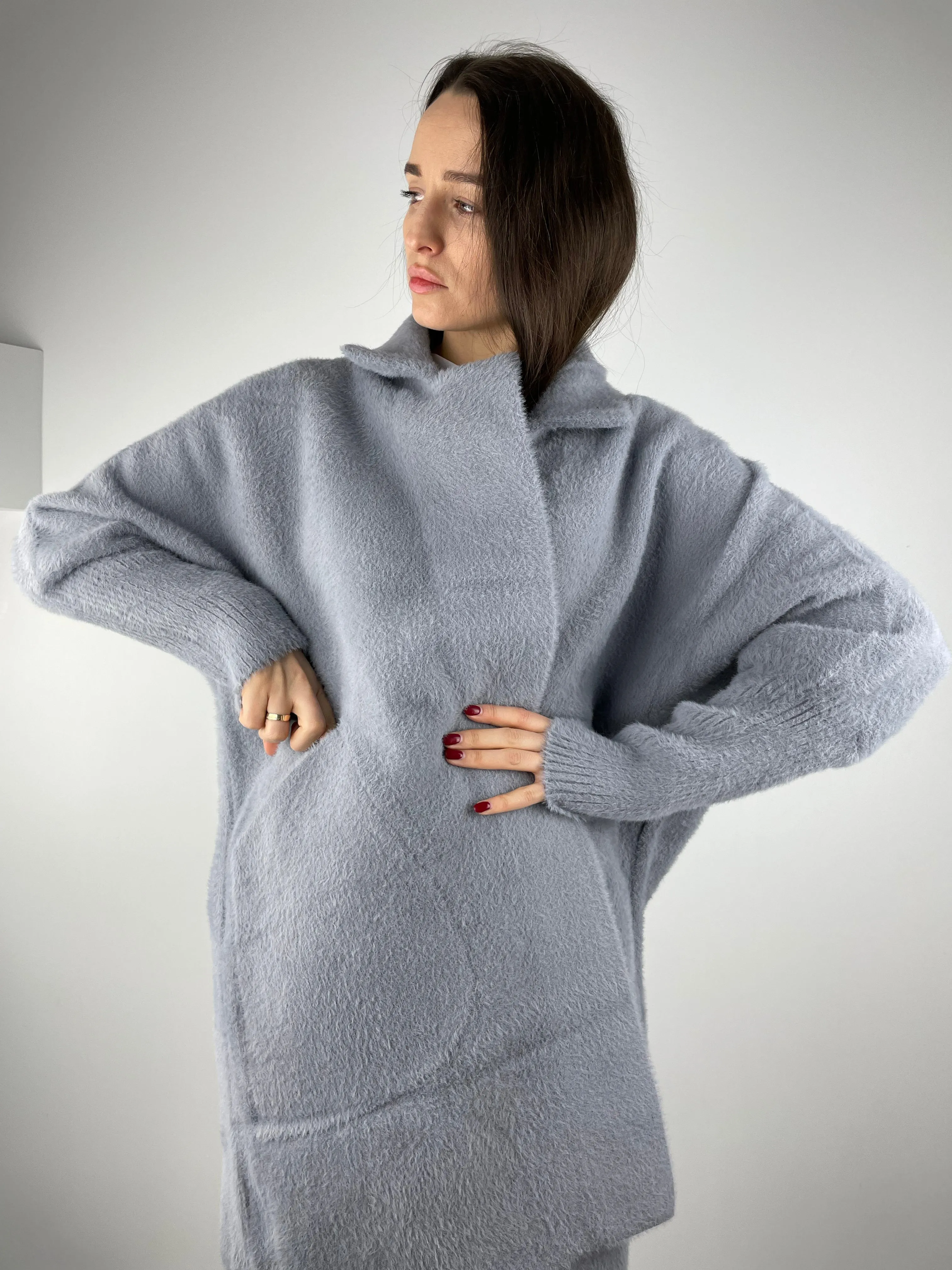 Grey alpaca coat