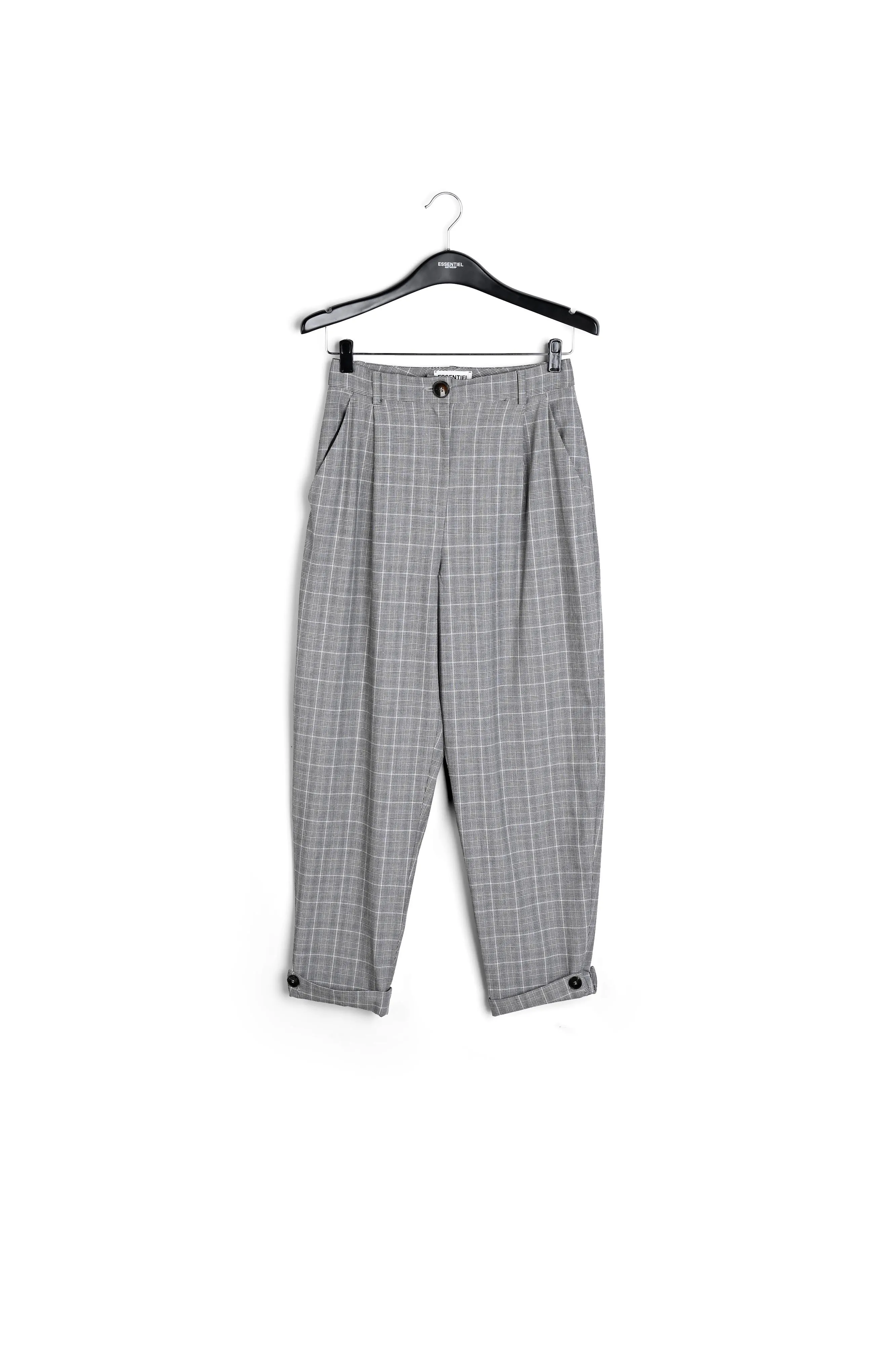 Grey plaid tapered pants