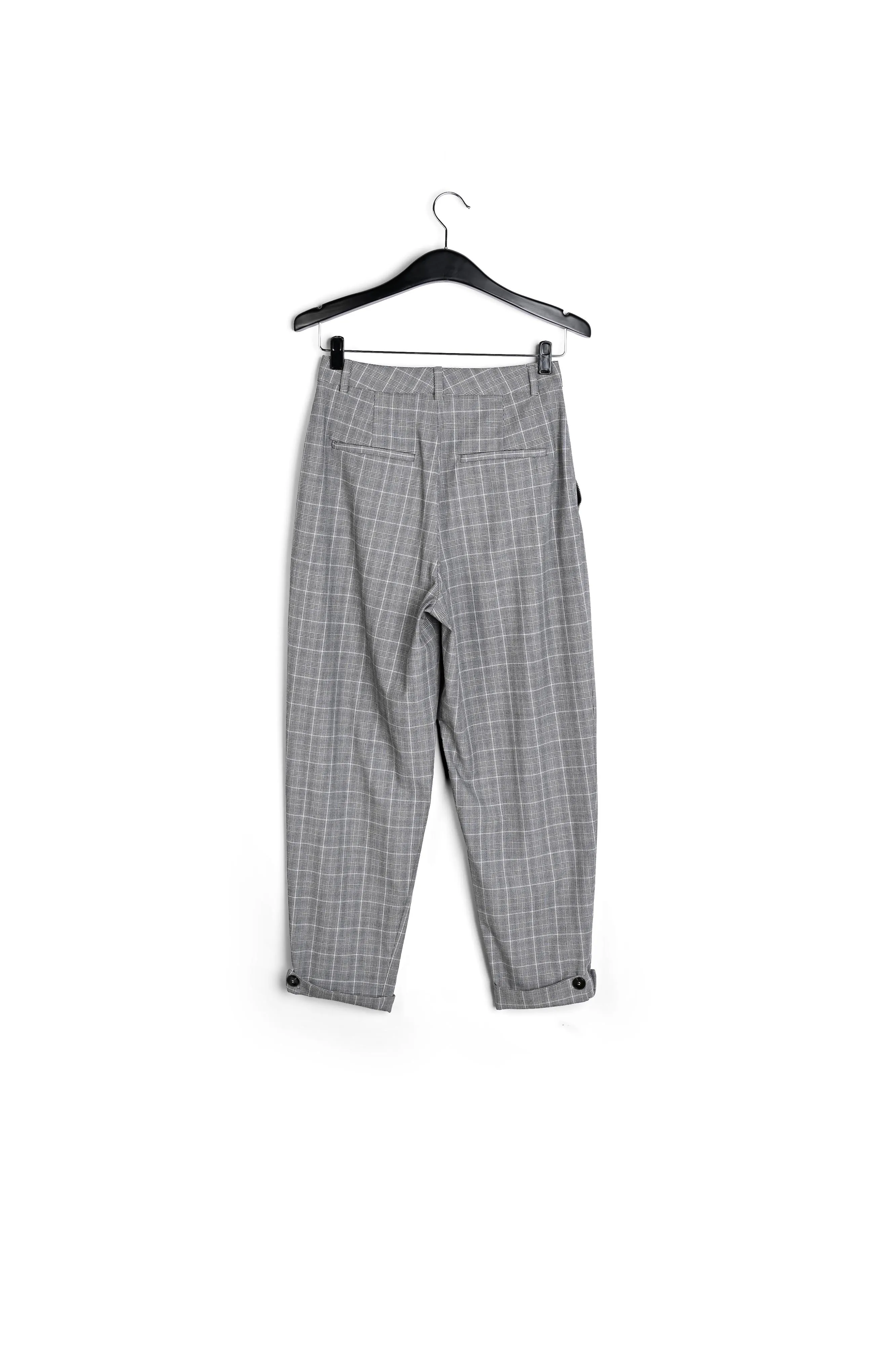 Grey plaid tapered pants
