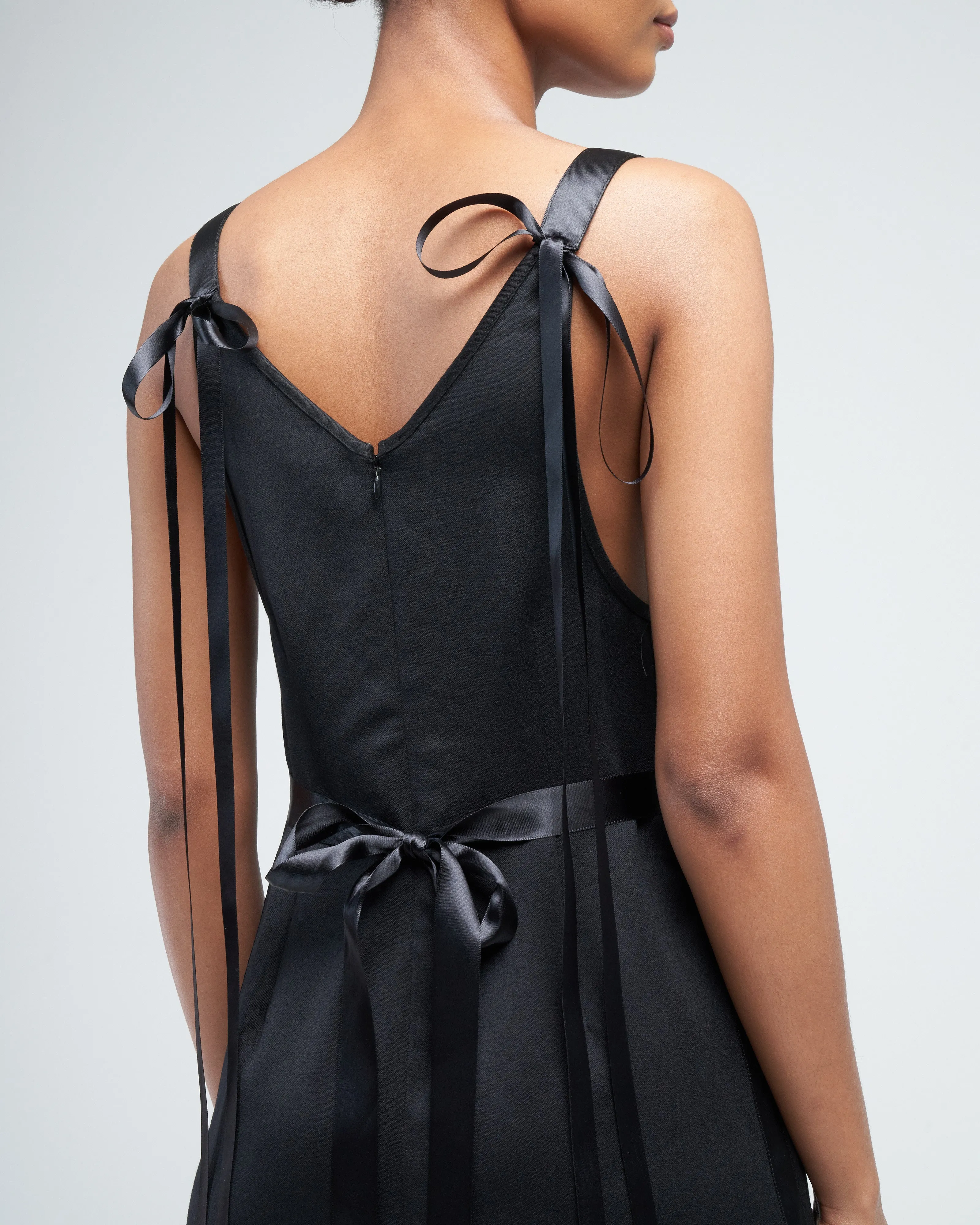 grunge slip with tapes - black w/ satin