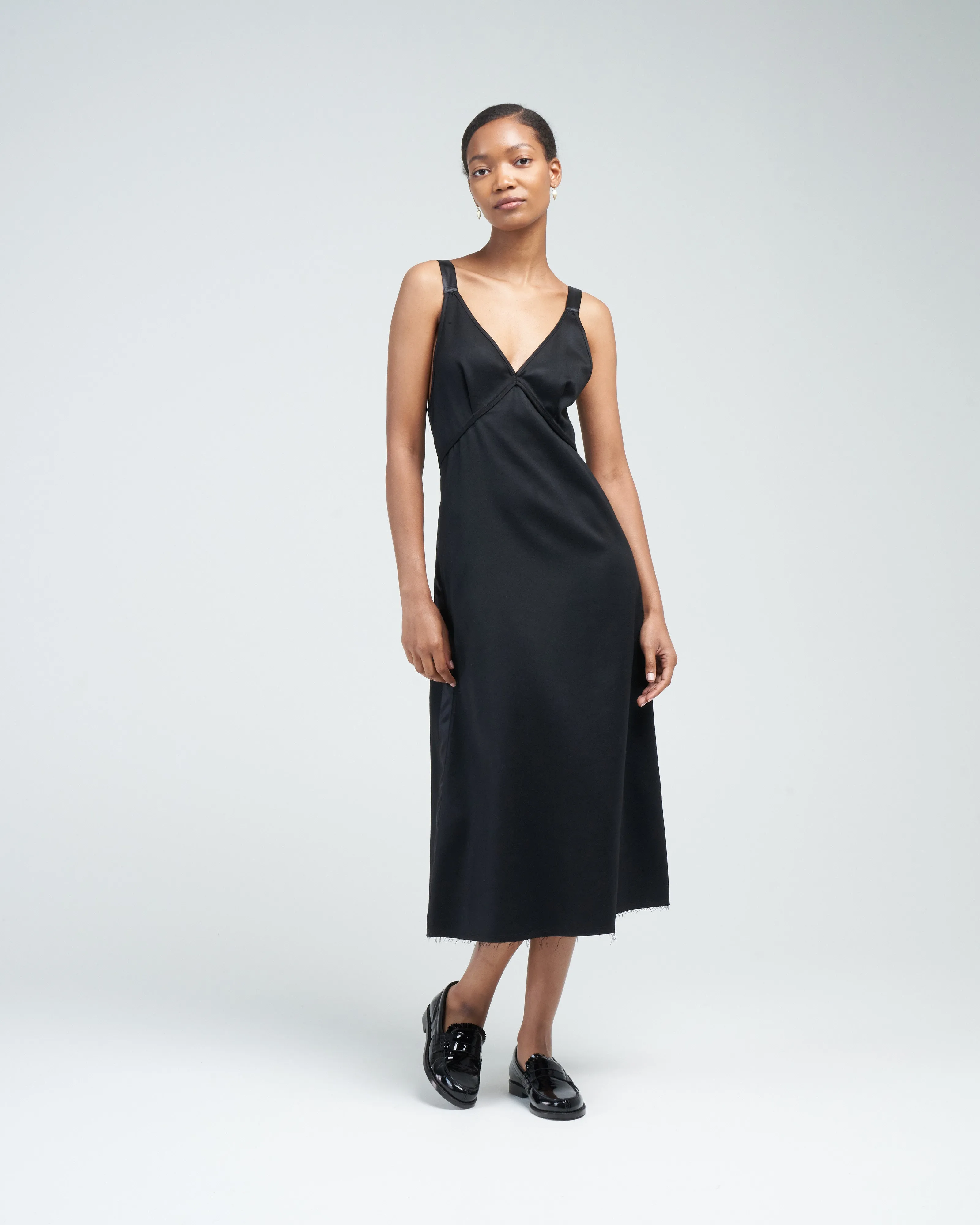 grunge slip with tapes - black w/ satin