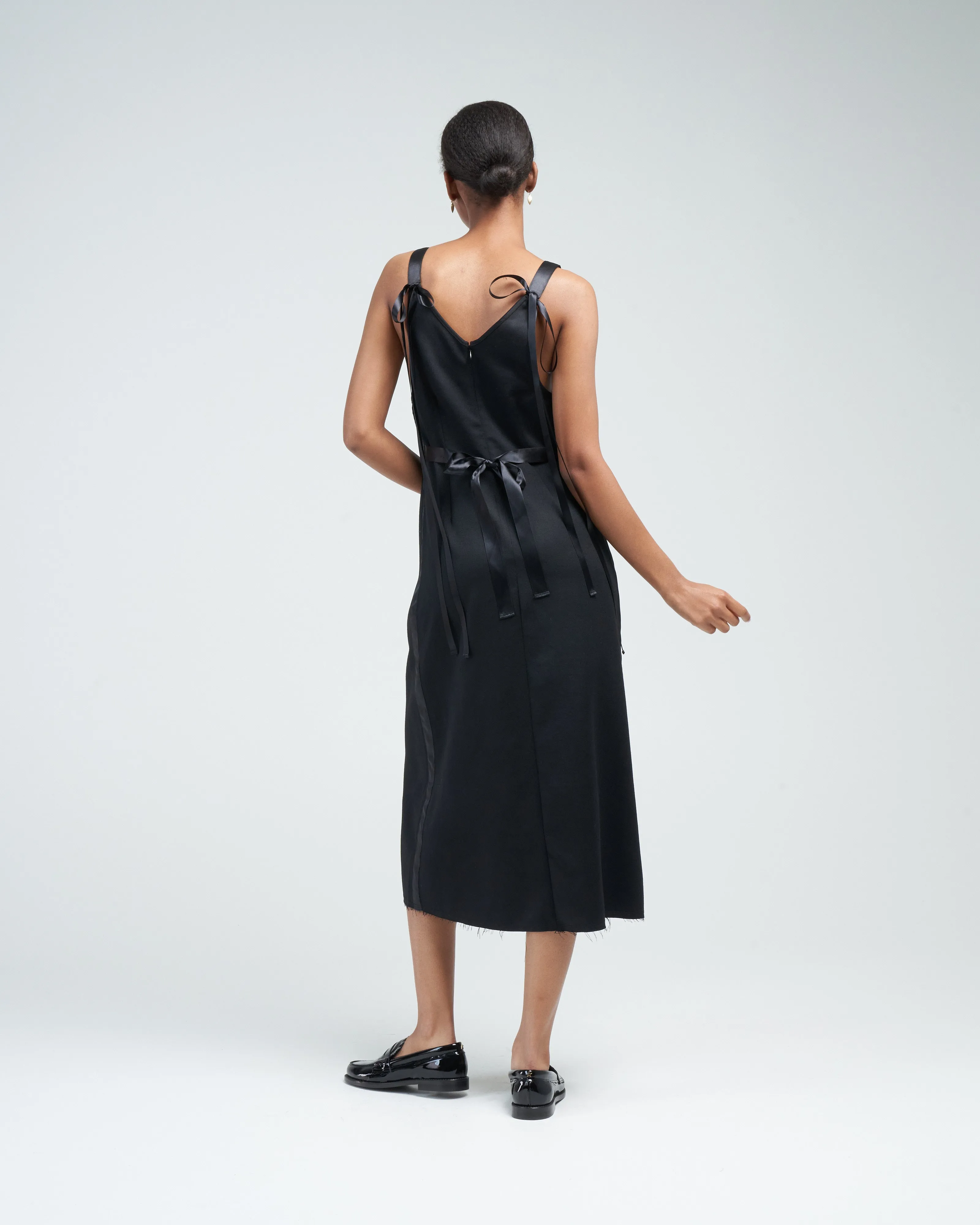 grunge slip with tapes - black w/ satin