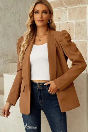 Hazel Blues® | Puff Sleeve Shawl Collar Blazer