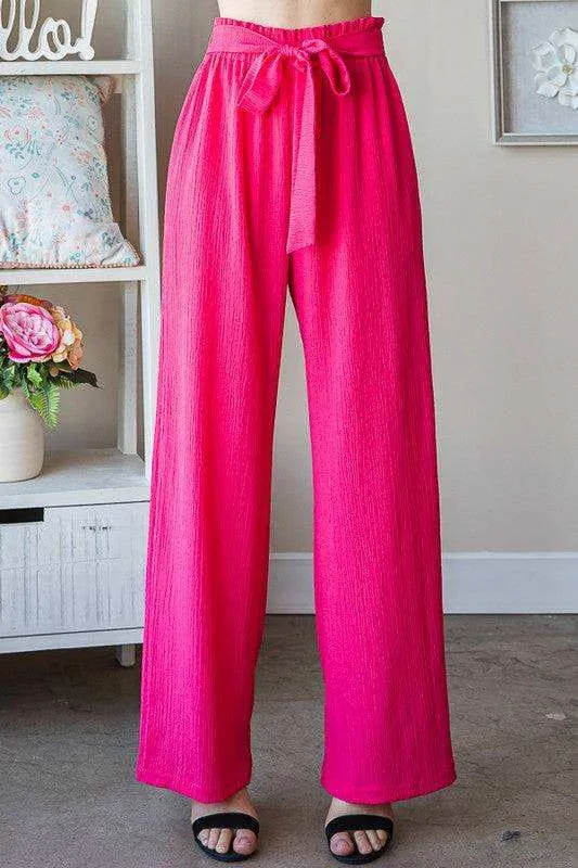 Heimish Full Size Front Tie Pants with Paperbag Waistband Plus Size