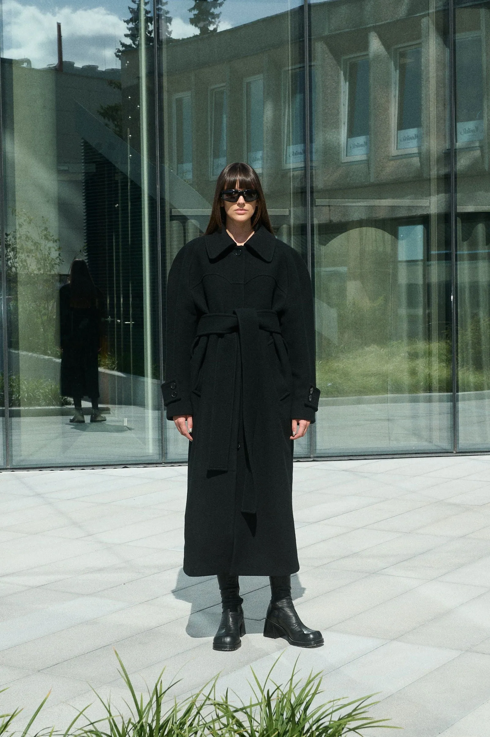 HENRI LONG WOOL COAT WITH RAGLAN SLEEVES
