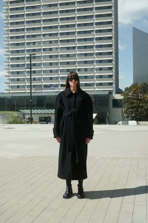 HENRI LONG WOOL COAT WITH RAGLAN SLEEVES