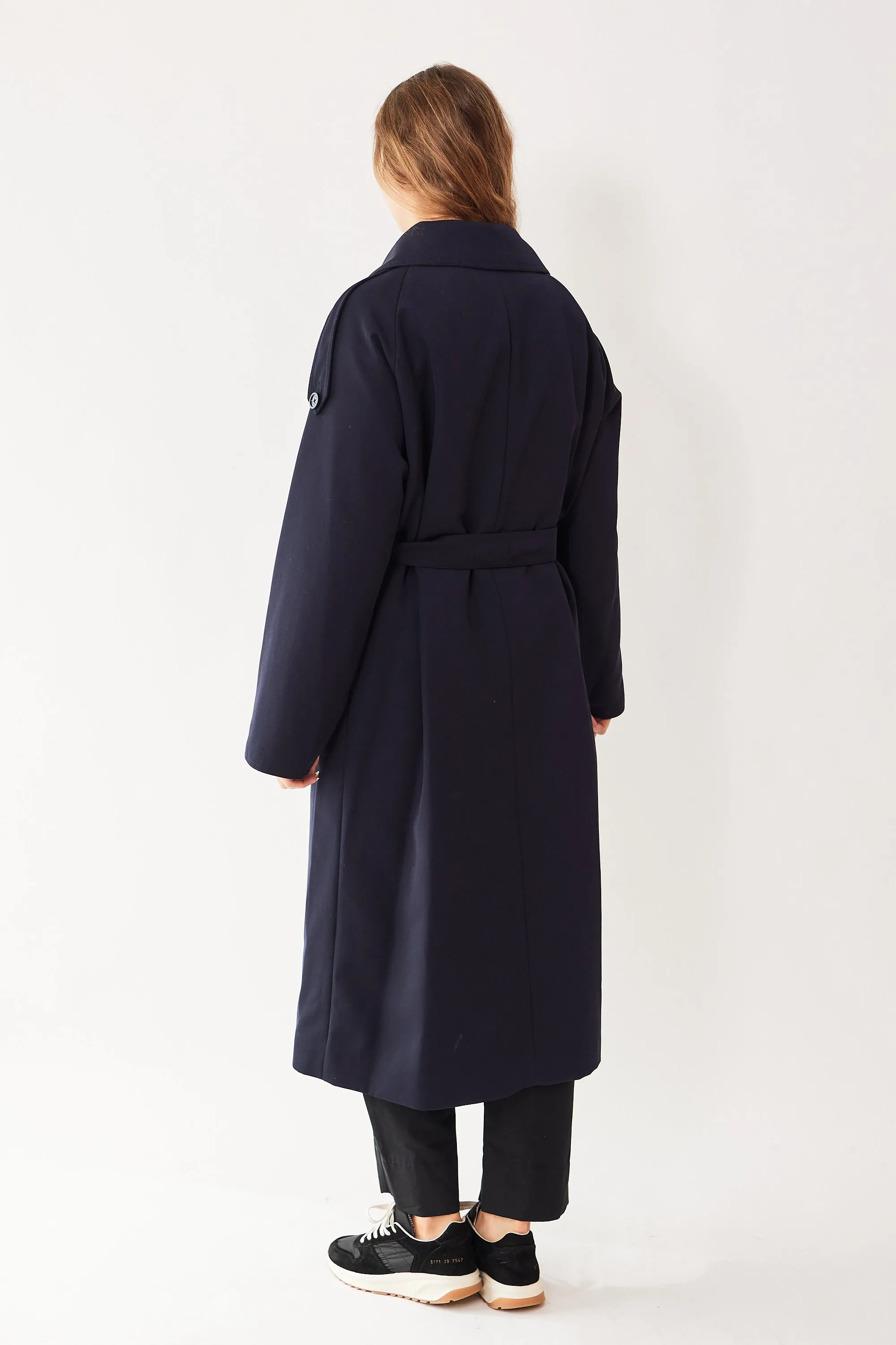 Herno Reversible Twill To Shiny Nylon Long Coat With Belt