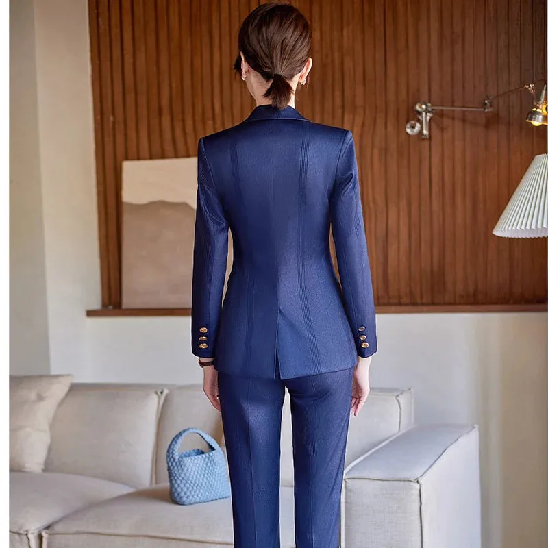 High Quality Fabric Women Business Suits with Pants and Jackets Coat Professional OL Styles Pantsuits Blazers Trousers Set