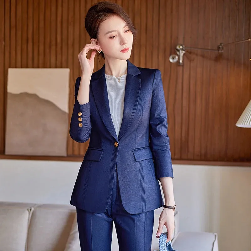 High Quality Fabric Women Business Suits with Pants and Jackets Coat Professional OL Styles Pantsuits Blazers Trousers Set