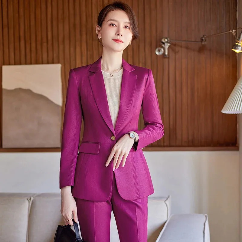 High Quality Fabric Women Business Suits with Pants and Jackets Coat Professional OL Styles Pantsuits Blazers Trousers Set