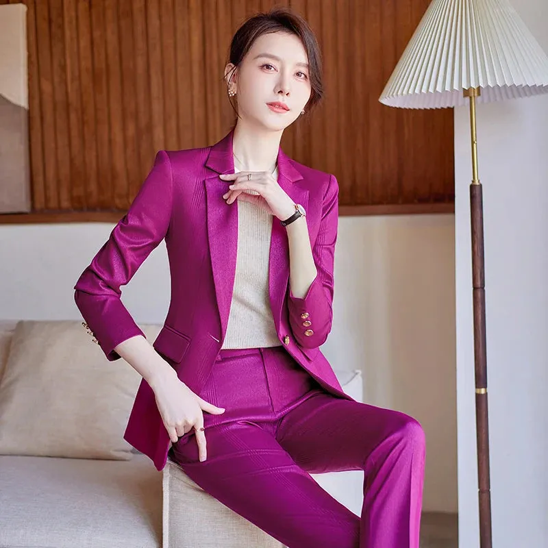 High Quality Fabric Women Business Suits with Pants and Jackets Coat Professional OL Styles Pantsuits Blazers Trousers Set