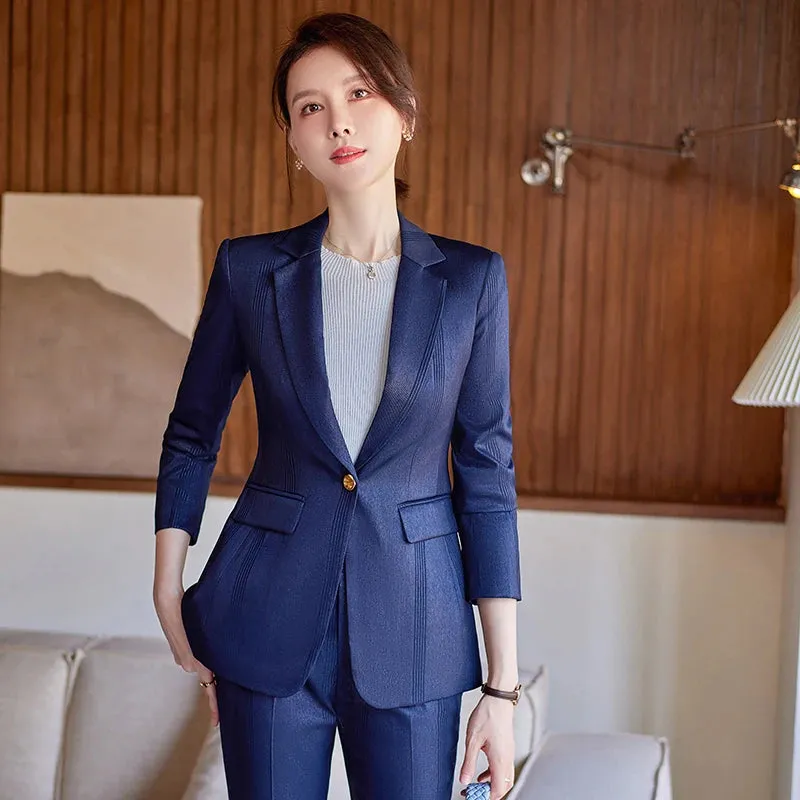 High Quality Fabric Women Business Suits with Pants and Jackets Coat Professional OL Styles Pantsuits Blazers Trousers Set