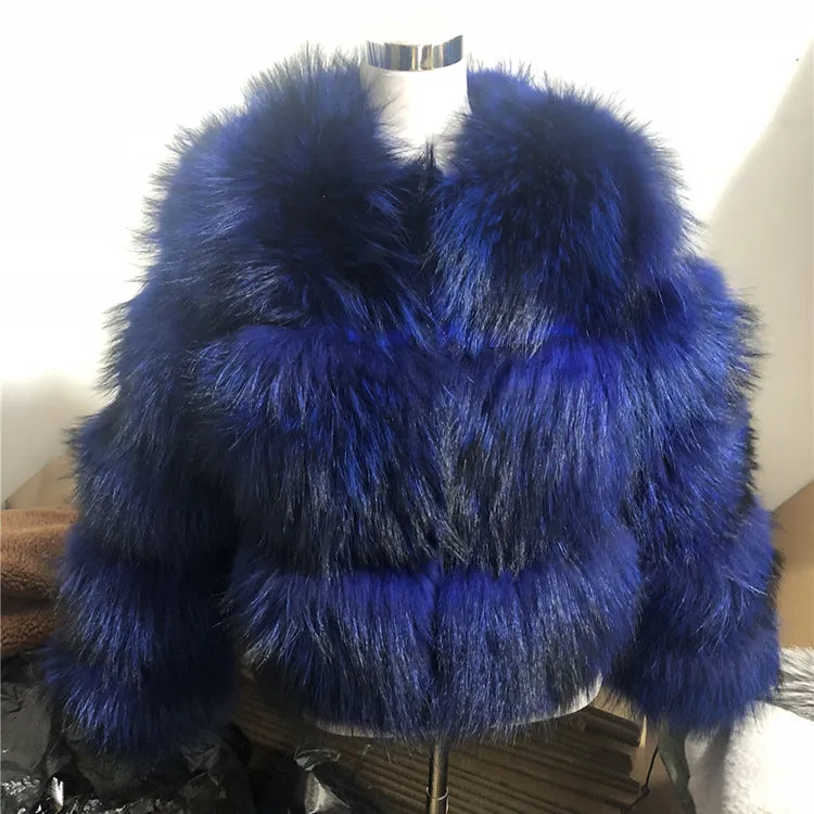 High Quality Fashion Real Fur Genuine Outwear Women Winter Raccoon Fur Coat