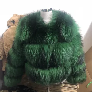 High Quality Fashion Real Fur Genuine Outwear Women Winter Raccoon Fur Coat