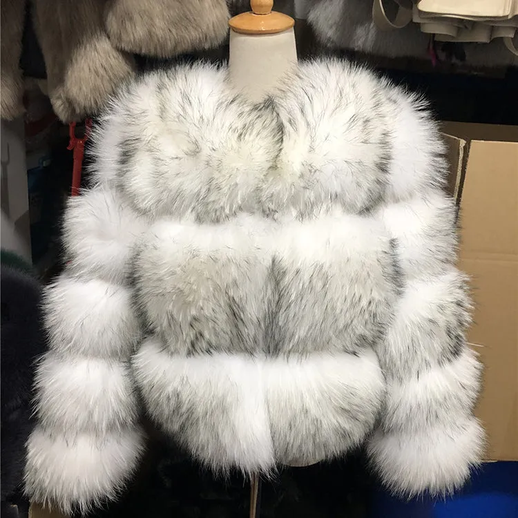 High Quality Fashion Real Fur Genuine Outwear Women Winter Raccoon Fur Coat