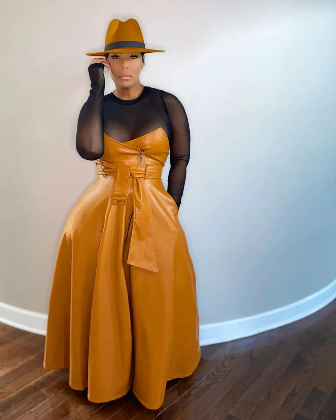 High Waist Faux Leather Long Skirts
