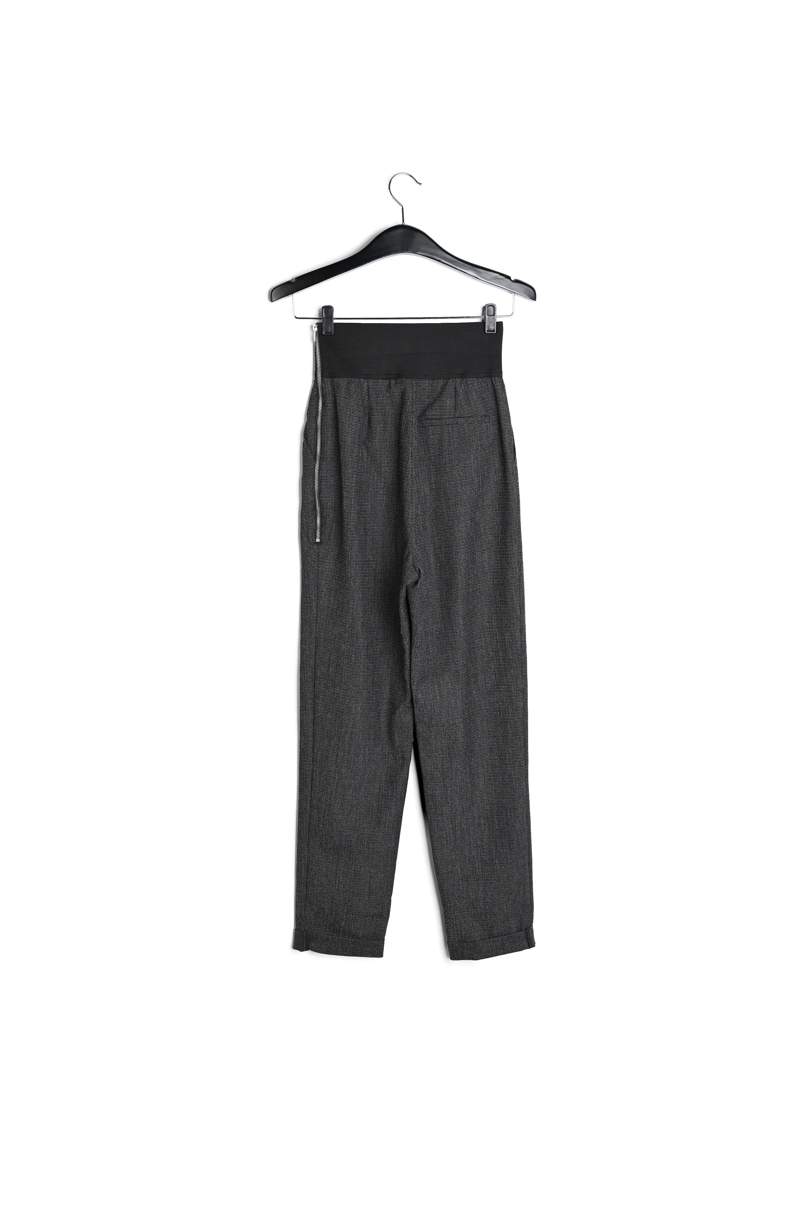 High-waisted black and white tapered pants