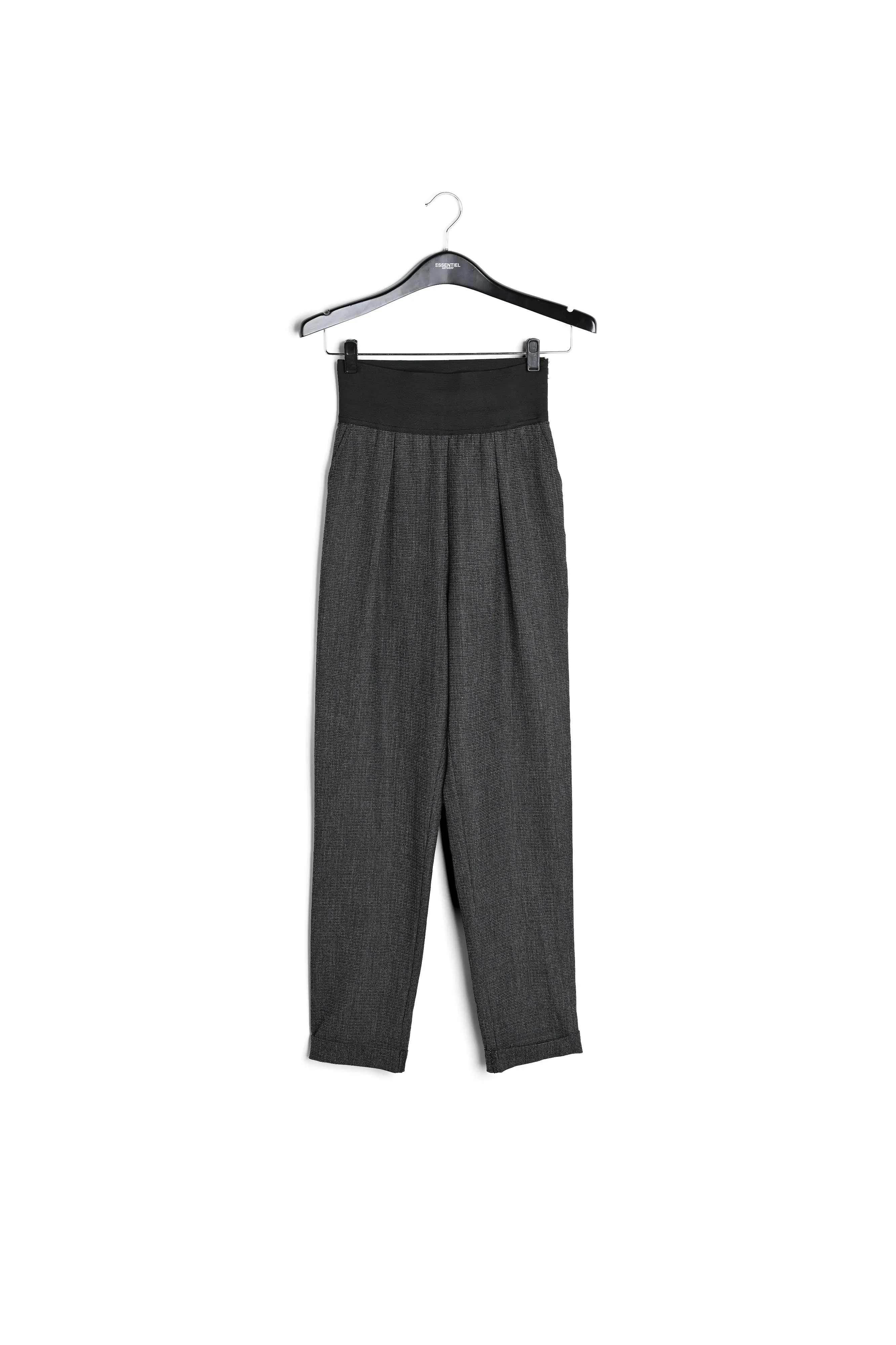 High-waisted black and white tapered pants