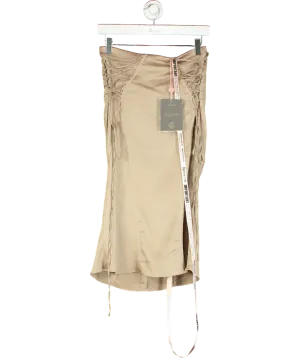 House of CB Beige Sidonie Satin Lace Up Skirt UK S