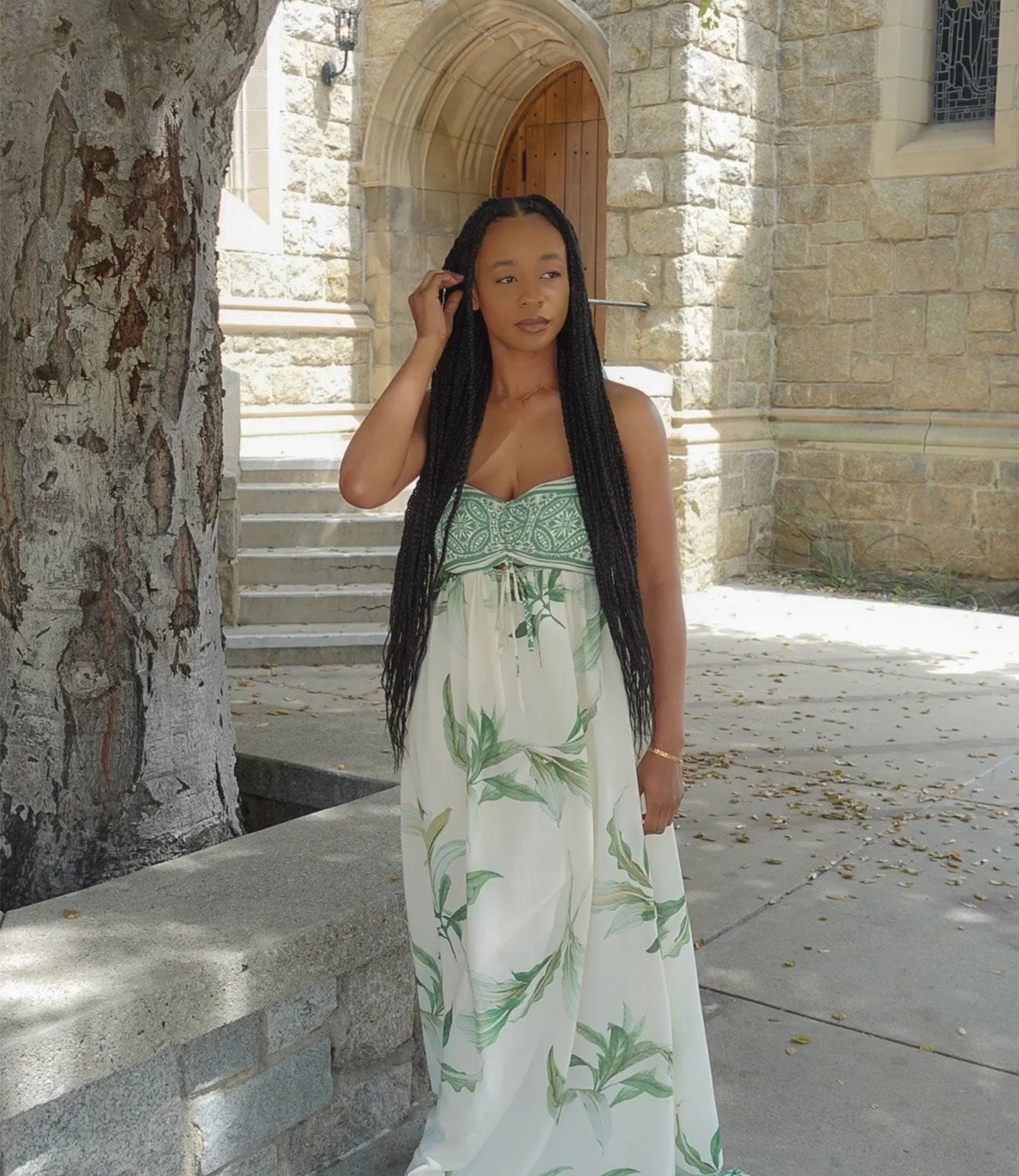 In The Jungle Floral Maxi Dress(Green/Ivory)