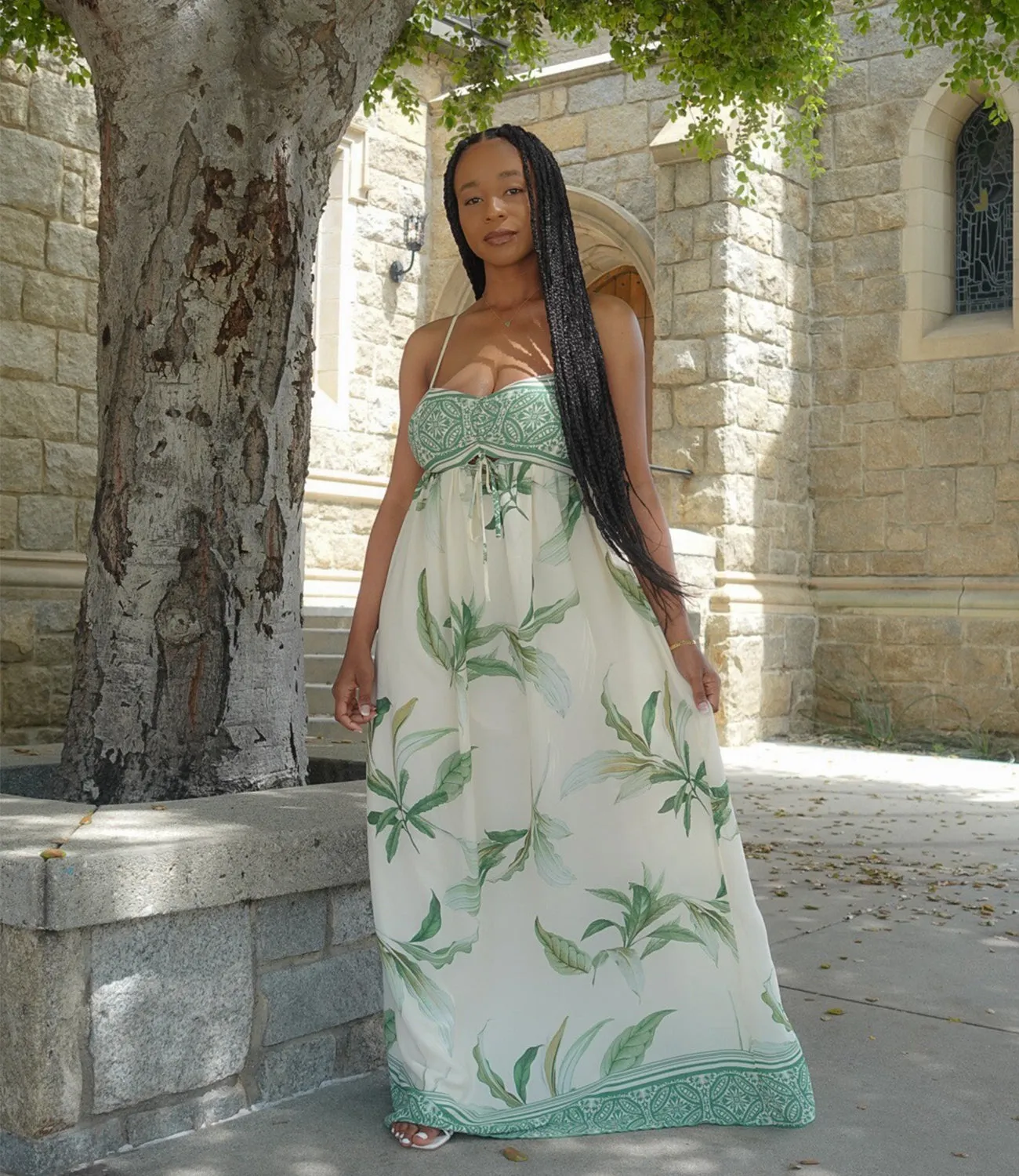 In The Jungle Floral Maxi Dress(Green/Ivory)